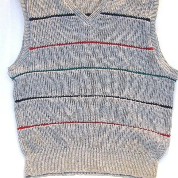 CHRISTIAN DIOR Vtg Cotton Knit Sweater Vest Stripe - Picture 2 of 5
